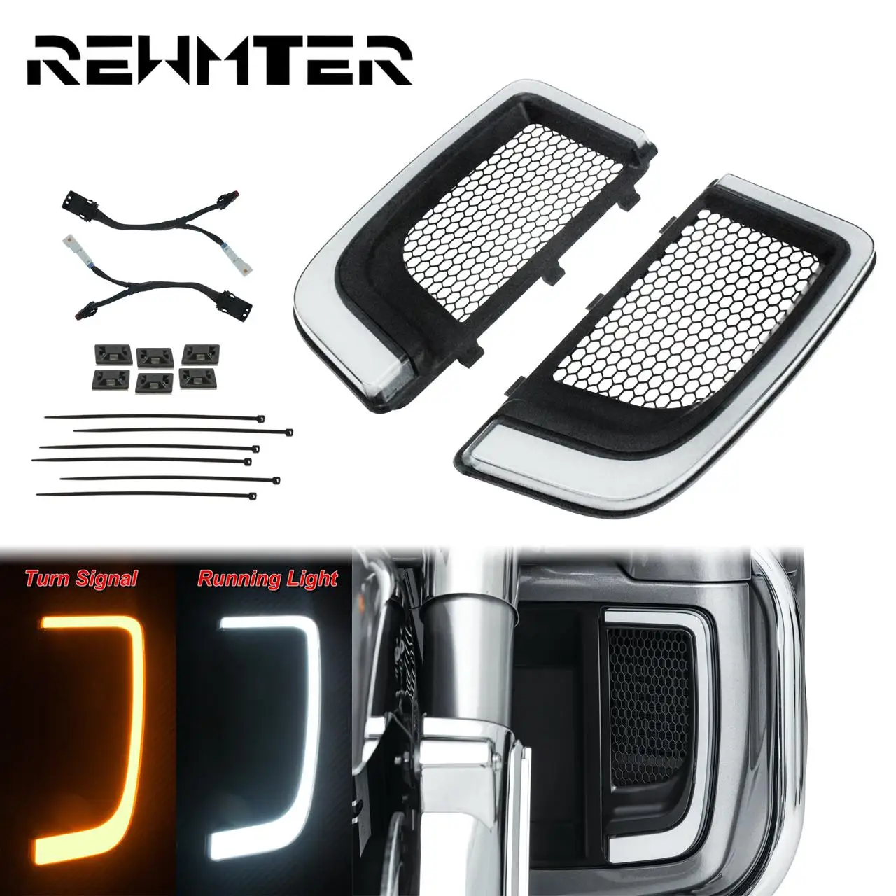 Motorcycle LED Fairing Lower Grills Light Black For Harley Touring Electra Street Glide Tri Glide CVO FLHTKSE Limited FLHTCU