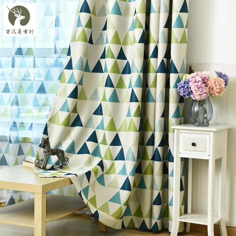 

Modern and Simple Full Shading Cloth Printed Curtains M Triangular Type Curtains for Bedroom and For Living Room