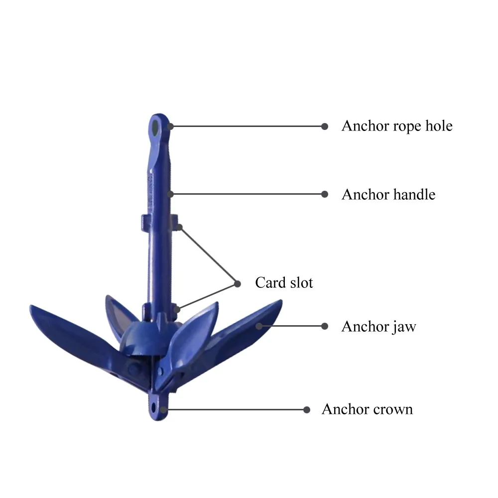 Rowing Boats Folding Anchor 4 Tines Compact Anchor Buoy Kit Bag Marine Rope for Canoes Kayaks Sailboats A10