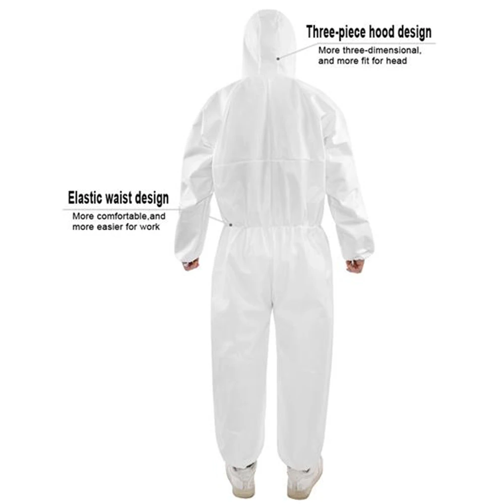 

Disposable Elastic Wrist and Hood Coverall Protective Suit Anti-dust anti Haze Breathable Safety Full Body M L XXL For Stylist