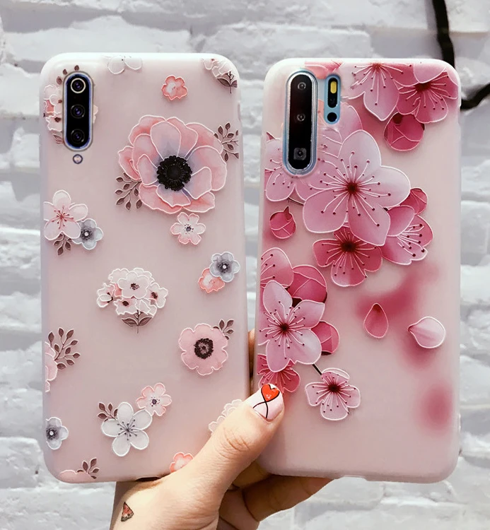 Милый розовый чехол для телефона с цветами Xiomi Xiaomi Mi A3 Note 10 CC9E CC9 Pro прозрачный