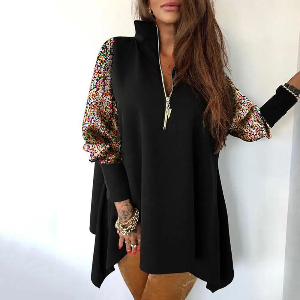 Женская Блестящая рубашка Blusas Mujer De блузка Moda с v образным вырезом и рукавом