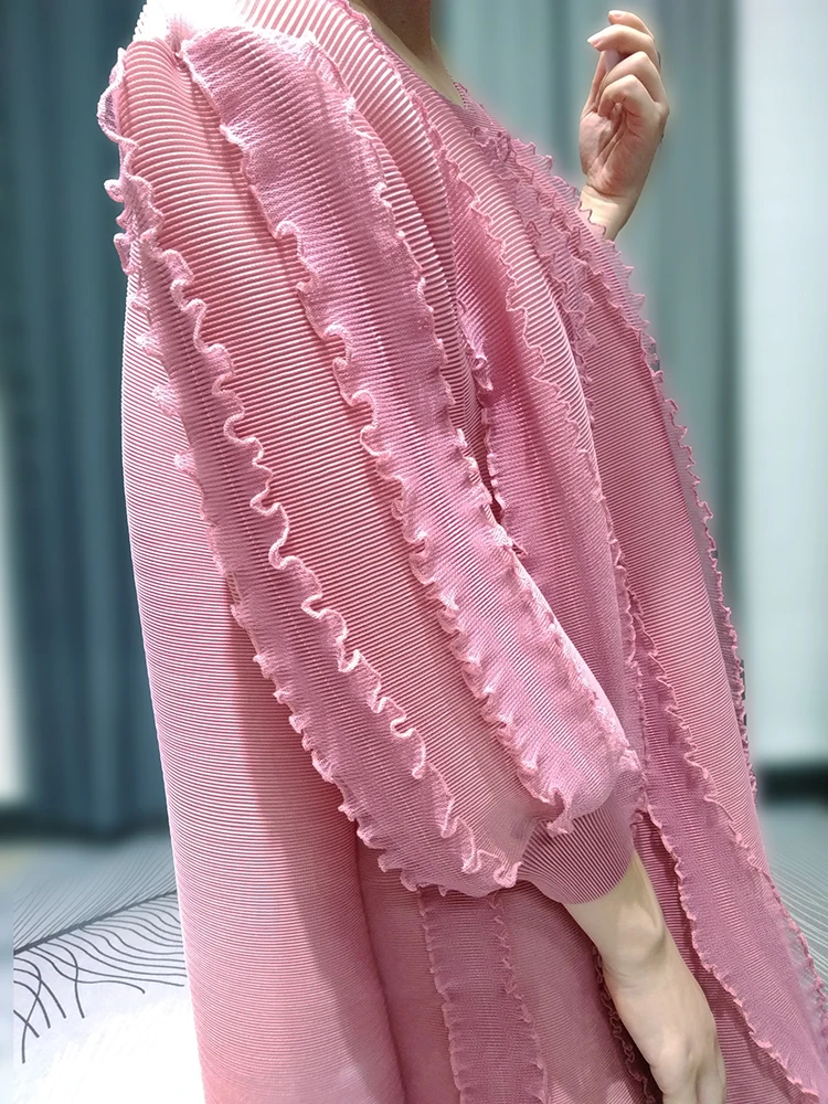 Горячая Miyake модное складное Новое Стильное прямое платье доступно с круглым вырезом из трех четвертей