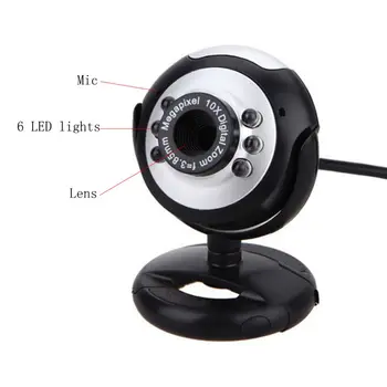 

800x600 1.3MP USB+3.5MM Web Camera 6 LED Night Light Buit-in Mic Clip Cam Webcam for PC Desktop Laptop Computer