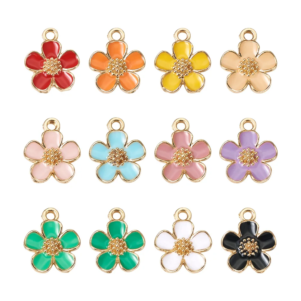 32pcs/Box Alloy Enamel Pendants DIY Accessories Cherry Mixed 8 colors 18x13x3mm 4pcs/color