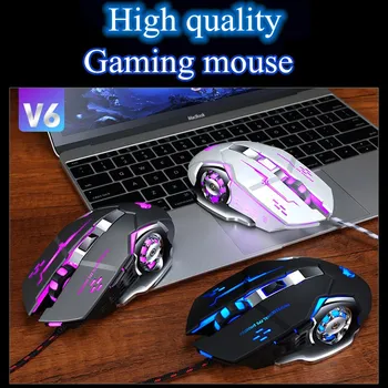 

Ergonomic Wired Gaming Mouse 6 Button 2500 DPI LED USB Computer Mouse Gamer Mice V6 Silent Mouse With Backlight For PC Laptop