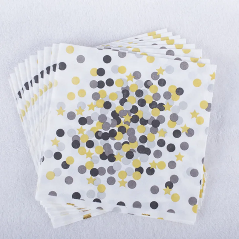 40pcs Napkin 2 40 шт., новогодние, вечерние, золотые одноразовые столовые приборы, тарелки, салфетки под чашки, звезды для детей, день рождения, вечерние, свадебные, рождественские - Цвет: 40pcs Napkin 2