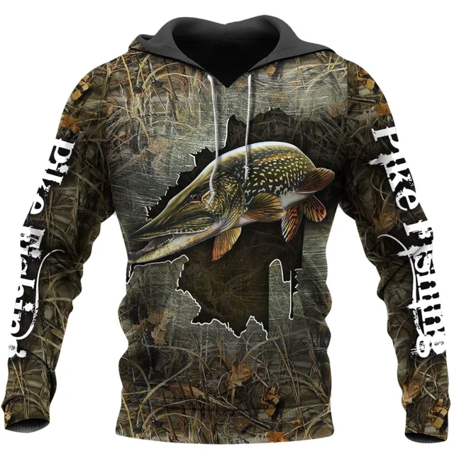 Cool Pike Fishing 3D Printed Men Hoodie Harajuku Streetwear