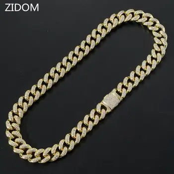 

Men Hip hop Iced Out Bling cuban chain Necklace micro pave AAA Zircon 15mm width cuban chains Necklaces Hiphop jewelry fashion