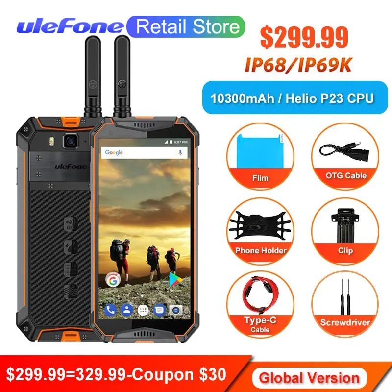 Ulefone power 3T для переносного приемо-передатчика IP68 Водонепроницаемый смартфон Helio P23