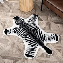 Zebra Rug Hairy Carpet For Living Room Plain F luffy Bedroom Faux Baby Play Mat Multicolor Wool carpet christmas decorations