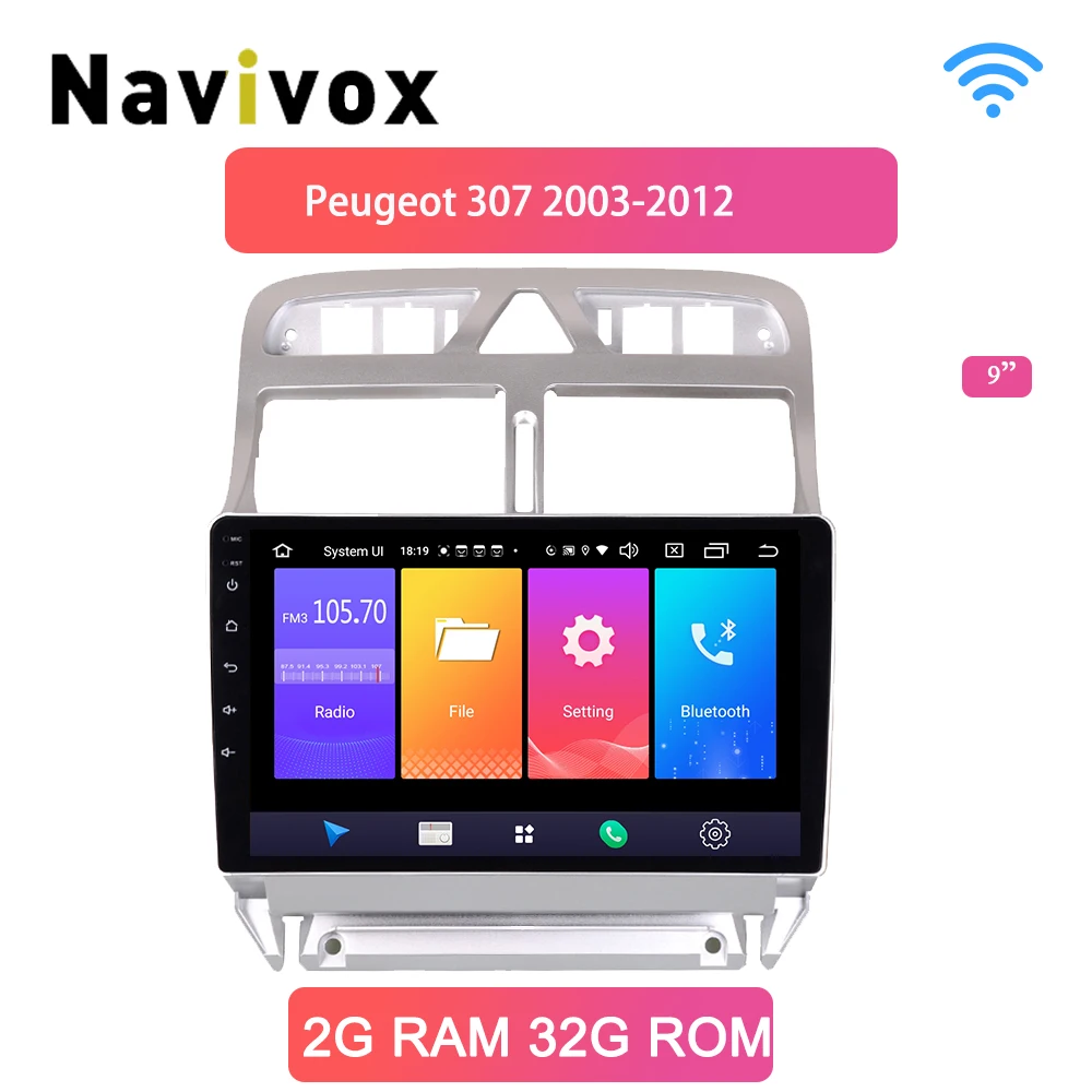 Navivox Android 9,0 " стерео Мультимедиа плеер для peugeot 307 2007 2008 2009 2010 2012 2013 авто радио gps навигации