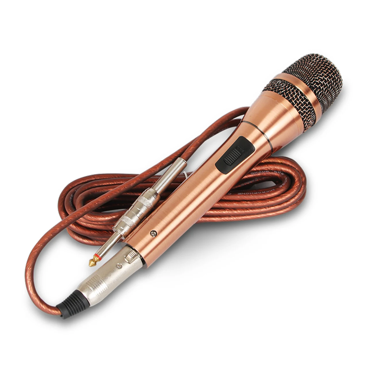 Universal Wired Uni-Directional Handheld Dynamic Microphone Noise Isolation Gold For Outdoor Karaoke Meeting Singing