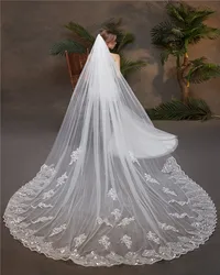In Stock 3m Wedding Veil 2020 Appliques Edge White Ivory Bridal Veils One Layer Wedding Accessories Free Shipping