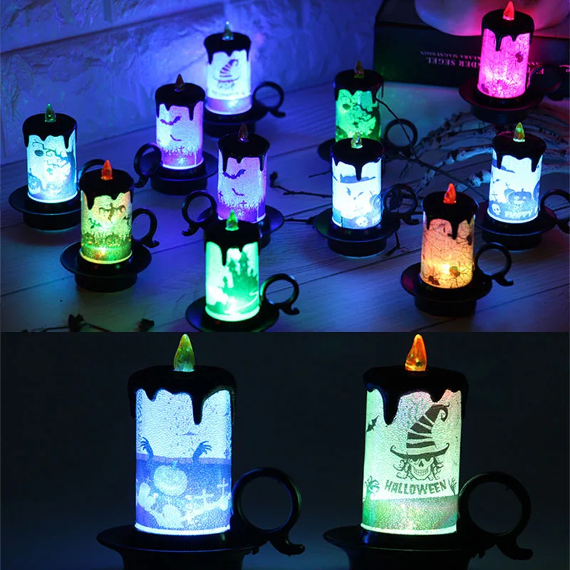 

New Halloween Decorative Props LED Electronic Candle Lamp Table Decoration Button Batteries Christmas Light