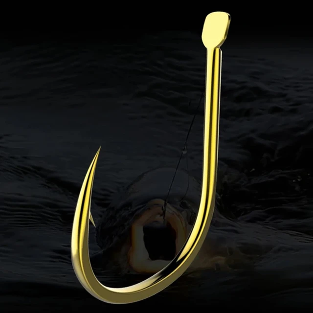 100Pcs/box Fishing Hooks 1#-13# Black Gold Barbed Fish Hook