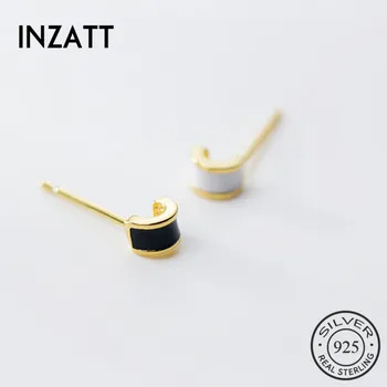 

INZATT Real 925 Sterling Silver Enamel Geometry Stud Earring For Fashion Women Birthday part Cute Fine Jewelry Accessories Gift