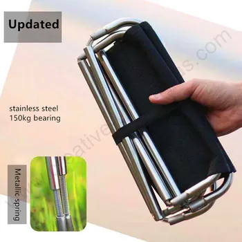 

Bearing 150kg waterproof tensile 600D oxford outdoor stainless steel compact folding auto open fishing chair elastic Horse bench