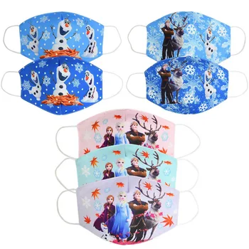

3Pcs Face Masks For Kids Adult Cotton Cartoon Unisex Pollution Baby Face Mask For Adult Washable Reusable Kids Facemask Frozen 2