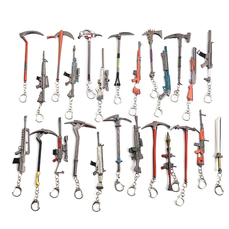 

12cm Fortress Keychain Cosplay Jewelry SCARL AWM AKM Gun Model Alloy Weapons Keychain Metal Pendant Keyring Men Souvenir Jewelry