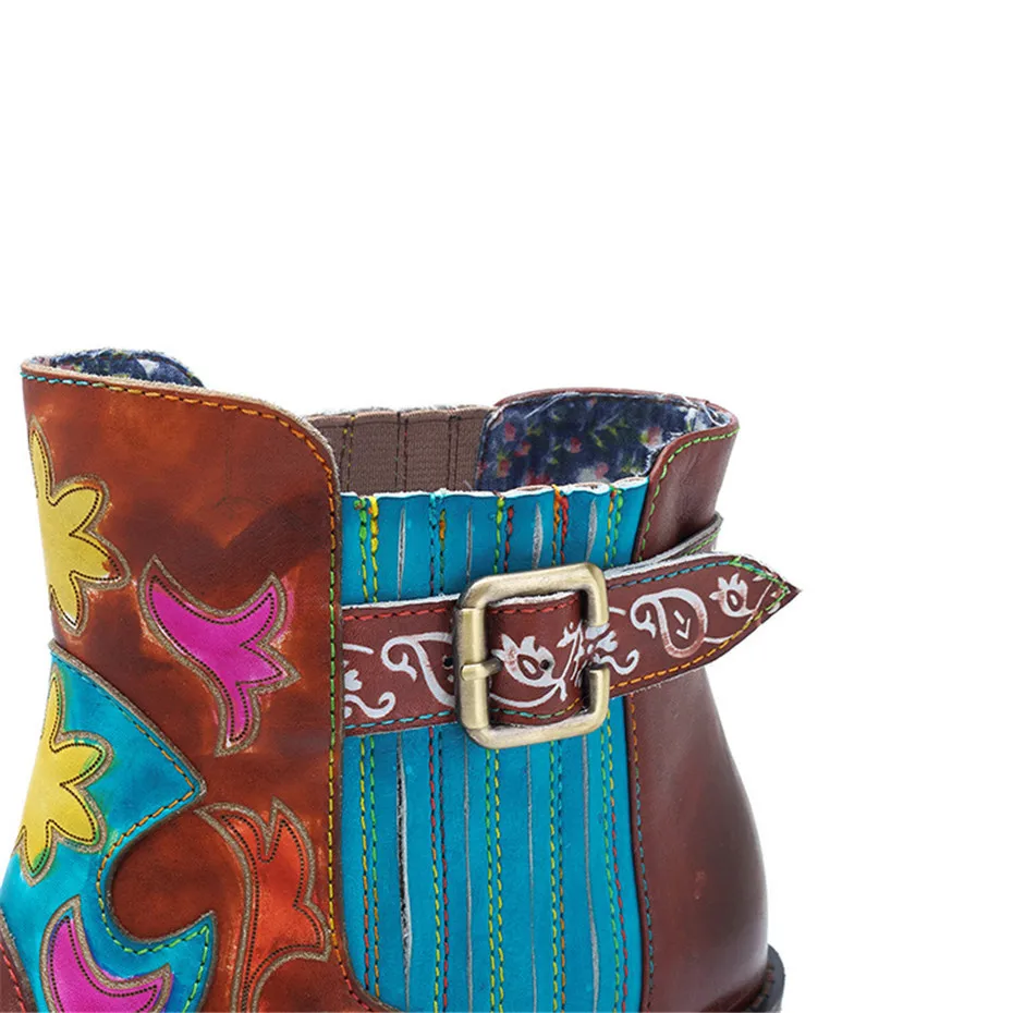 Fashion Women Chelsea Boots Genuine Leather Shoes Woman Bohemian Vintage Slip-on Ankle Boot For Women Casual Spring Winter Shoes (5)