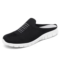 Women lightweight Round Toe Mules Flats Soft House Slippers Female Slides Black Summer Shoes Casual Breathable Mesh Lazy Shoes 1