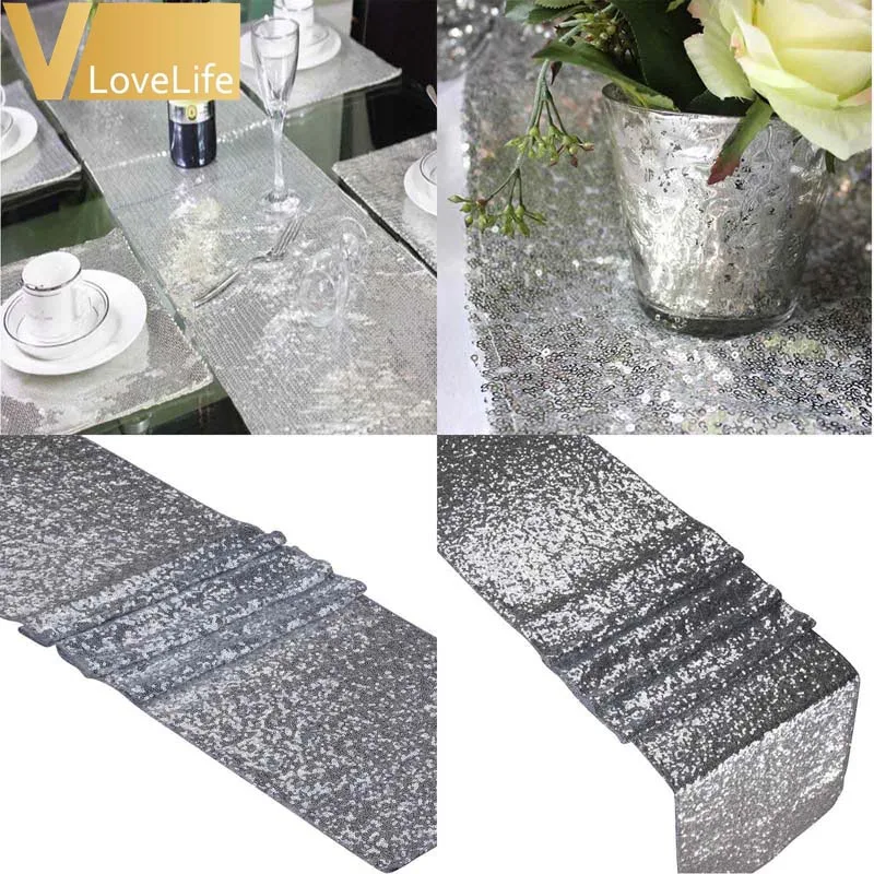 30x180 см/30x275 см блестящее розовое золото, с пайетками настольная дорожка для свадебной вечеринки Рождественская скатерть для стола украшения