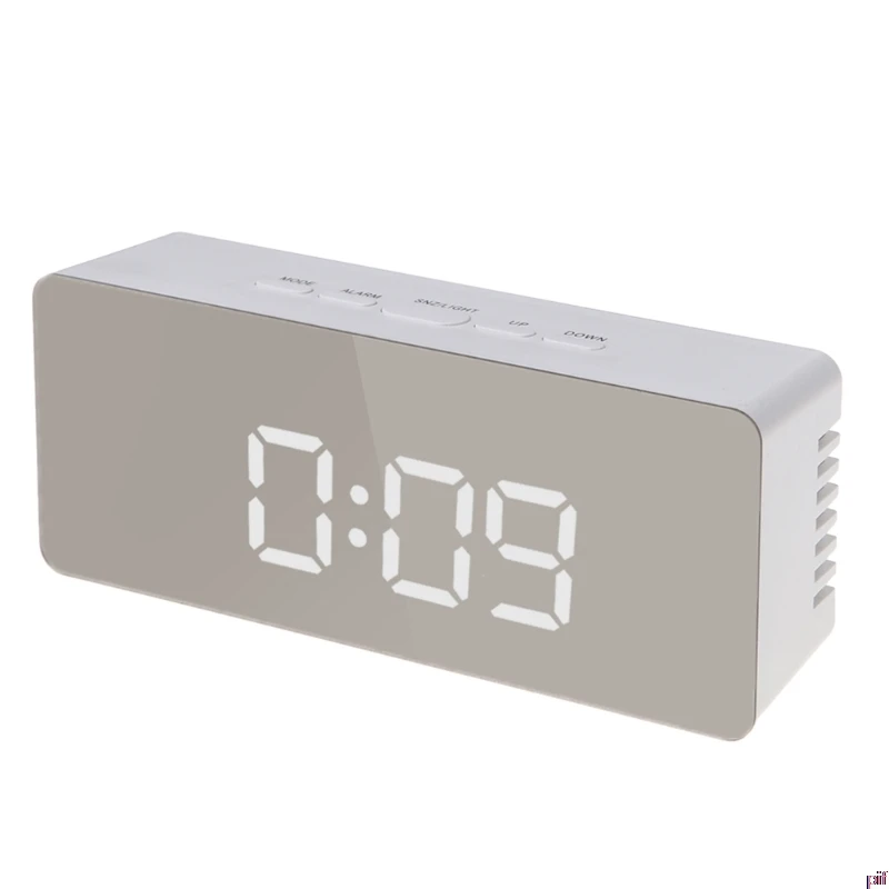 Цифровой светодиодный зеркальные часы 12 H/24 H будильник настольный термометр часы белый светильник - Цвет: like pic