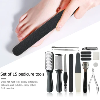 

15/10pcs Foot Manicure Set Dead Skin Callus Removal Cuticles Peeling Foot Scrubber Feet Care Pedicure Tools Kit Machine