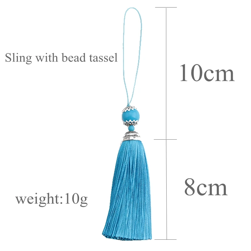 Description Picture 5 of item2/5/10Pcs 8CM Polyester Silk Beads Tassel Fringe Brush Tassels Trim Crafts DIY Necklaces Jewelry Finding Key Chains Accessories
