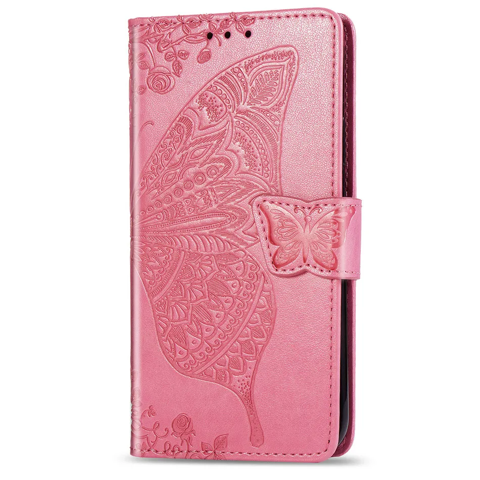 Pink Чехол для телефона в стиле ретро с бабочкой для huawei P Smart Z Plus P30 Pro P20 Lite, романтичный чехол для телефона 30 20 10 Lite, кожаный чехол DP05F - Цвет: Pink