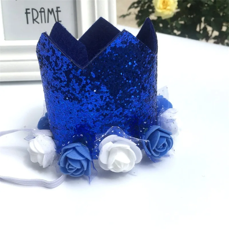 Модные шляпы для питомцев на день рождения, милая корона с блестками, шляпа для собак на день рождения, вечерние шляпы для питомцев, аксессуары для волос на Рождество, день рождения, вечеринку - Цвет: Royal Blue