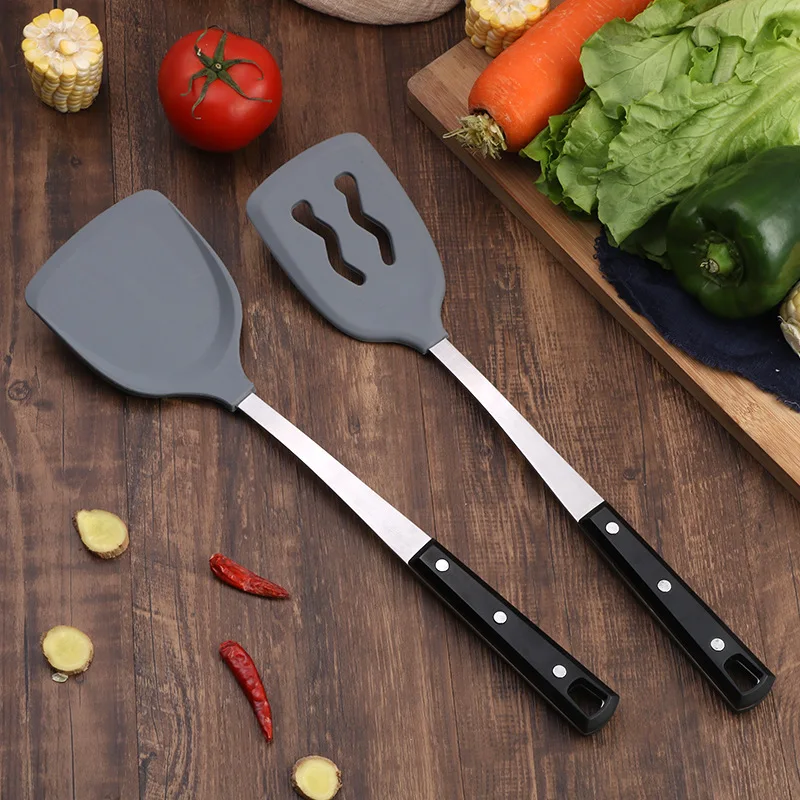 Manufacturers Direct Selling Thick Austenitic Ladel Heat Resistant Cooking Silicone Spatula　 Set Silica Gel Non-stick Pot Spatul