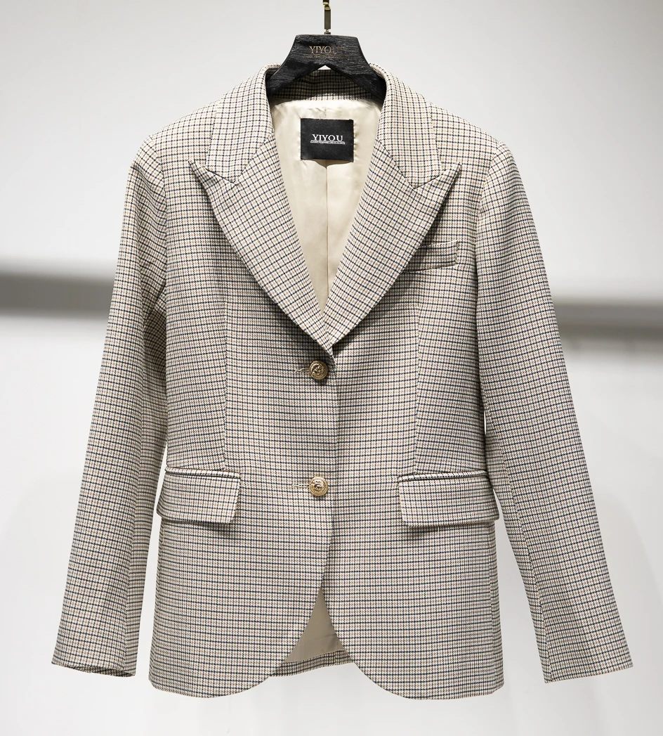 

Women's Houndstooth Blazer Pant Suits Office Lady Jacket tow Piece Sets