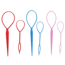 Laço de plástico ferramentas estilo 5 cor topsy pônei cauda clipe popular 1 par 2pcs cabelo trança criador rabo de cavalo ferramentas estilo do cabelo