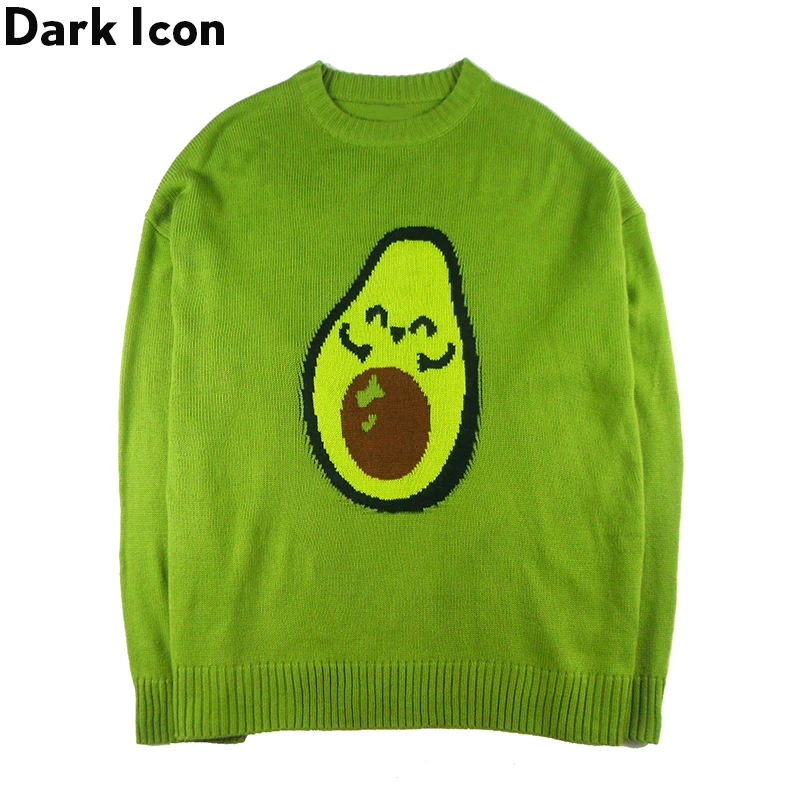 

Dark Icon Avocado Green Sweater Men Pullover Knitwear Oversized Hiphop Sweater Streetwear Men's Sweaters