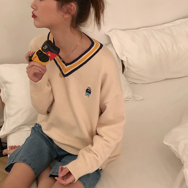 

3 colors 2019 Autumn Winter Women Pullovers And Sweaters Jumper preppy style rabbit fur soft Warm Female knitted Sweater