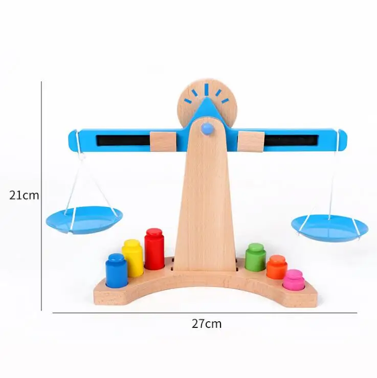 singe math Educational Wood Toys for Children Toy Small Wooden Balance Scale Toy With 6 Weights For Kids Baby Libra Scales