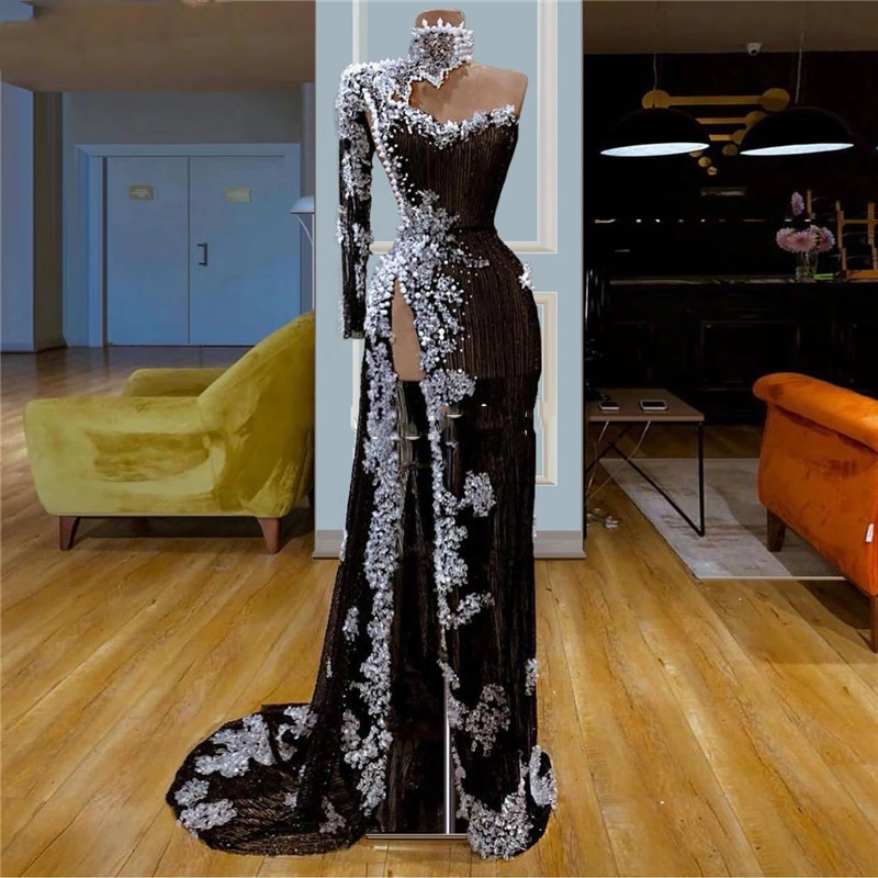 Robe De Soiree платье на одно плечо для выпускного вечера вечерние платья кутюр Дубай вечерние платья Саудовская Арабская Vestido De Festia Longo кафтаны