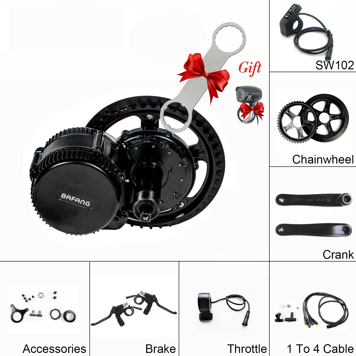 Bafang 8FUN 8fun 36V 500W BBS02 мм G340 светильник Mid центральный приводной двигатель, фара для электровелосипеда в комплект для переоборудования электрического велосипеда с 16Ah стеллаж для выставки товаров Батарея