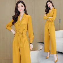 Chiffon Jumpsuits For Women 2020 Spring Autumn Fall High Waist Long Sleeve One Piece Rompers Casual Ladies Wide Leg Pants Suits Chiffon Jumpsuits For Women 2020 Spring Autumn Fall High Waist Long Sleeve One Piece Rompers Casual Ladies Wide Leg Pants Suits