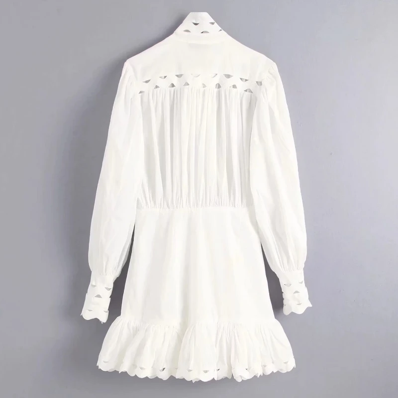 Женское платье с высокой уличной выемкой в стиле пэчворк Vestidos hem платье с рюшами дамское осеннее платье с высоким воротником Мини платья DS2913