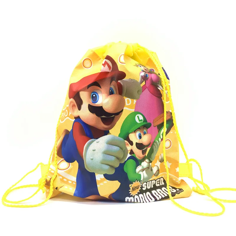 8/16/24/50 шт в наборе, Лидер продаж игра тема "Супер Марио" из нетканного полотна Drawstring Рюкзак для детей День рождения, день рождения ребенка, Подарочная сумки 36*28 см - Цвет: Super Mario-6