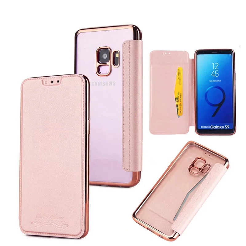 Универсальный чехол-бумажник с гальваническим покрытием для samsung Galaxy S7, S7edge, S8, S8Plus, мягкий ТПУ+ PU кожаный чехол-книжка с подставкой, чехол