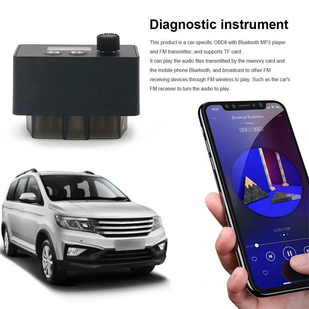 Fm музыкальный плеер 2 в 1 супер мини детектор ошибок OBD2 диагностический сканер OBD