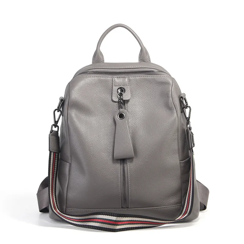 Nesitu кофе высокого качества красный серый черный из натуральной кожи женские рюкзаки для девочек женские дорожные сумки на плечо M007 - Цвет: grey