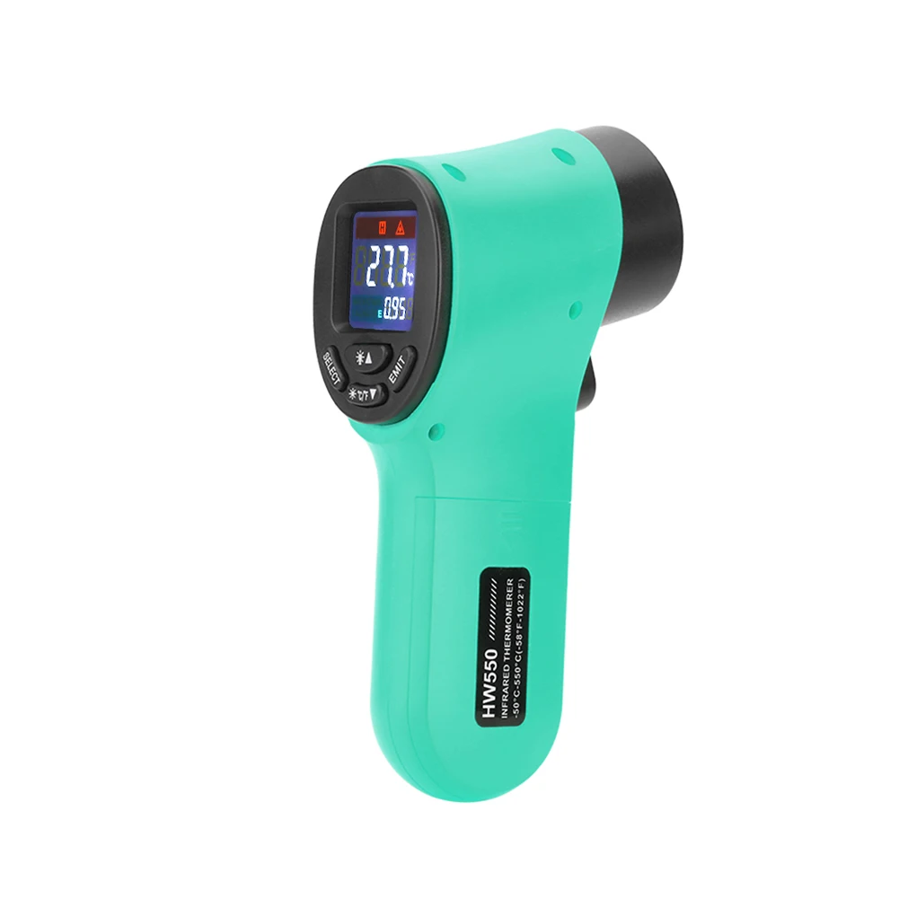 Цифровой измеритель температуры с ЖК-дисплеем, инфракрасный термометр, Бесконтактный ручной лазерный тестер температуры-50~ 550 градусов Цельсия, инфракрасный термометр - Цвет: Green