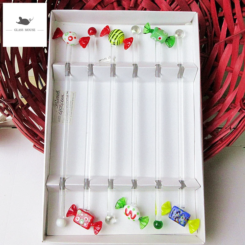 Christmas candy head ornaments handmade Cocktail Drink Glass Mixer Rod Bar Puddler Muddler Stirring Mixing sticks Ladle Stirrer