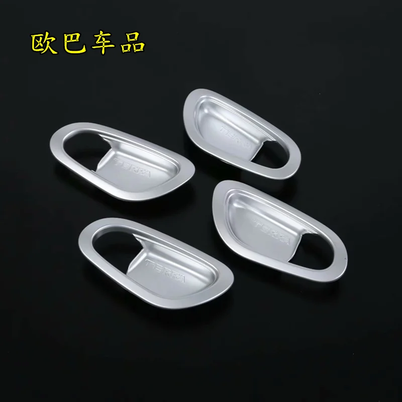

For Nissan Terra 2018 2019 car styling ABS Carbon fiber pattern cover stick trim door inner handle bowl frame lamp armrest 4pcs