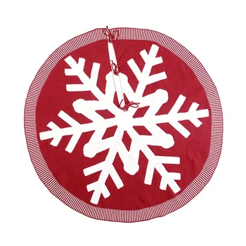 

Christmas Tree Skirt 48inch Large Snowflake Pattern Rib Knit Xmas Tree Mat for Home Decoration